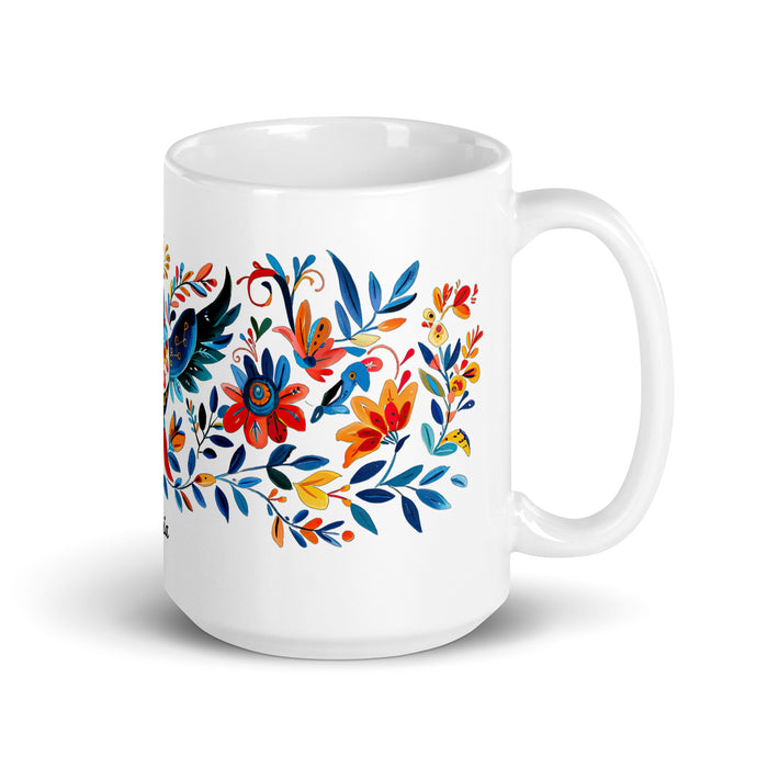 Amaia Exclusive Name Art Piece Home Office Work Coffee Mug Mexican Spanish Pride Gift Cup One-Of-A-Kind Calligraphy White Glossy Mug | A15