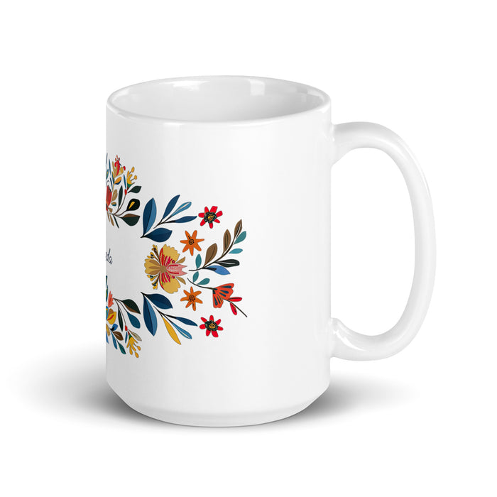 Taza de café exclusiva con nombre de Amanda, obra de arte para el hogar, la oficina, el trabajo, regalo de orgullo mexicano y español, taza blanca brillante con caligrafía única en su tipo | A18