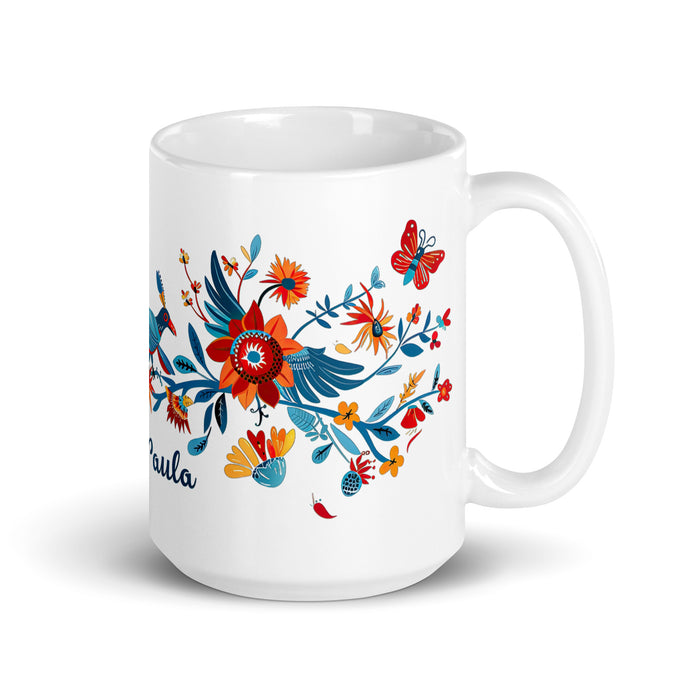 Taza de café exclusiva con nombre de Ana Paula, para el hogar, la oficina, el trabajo, regalo de orgullo mexicano y español, taza blanca brillante con caligrafía única en su tipo | A12