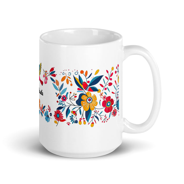 Taza de café exclusiva con nombre de Ana Paula, para el hogar, la oficina, el trabajo, regalo de orgullo mexicano y español, taza blanca brillante con caligrafía única en su tipo | A34