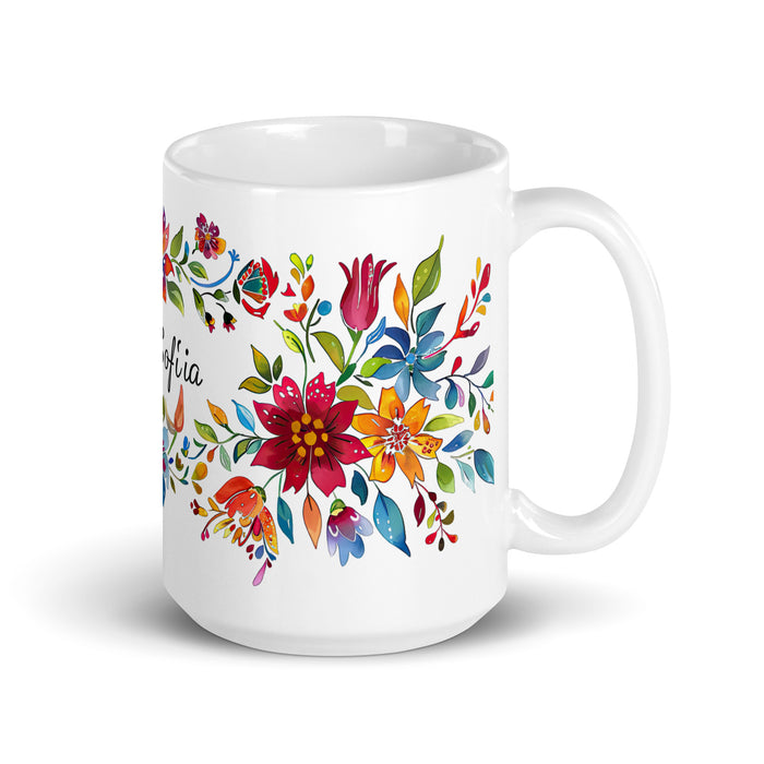 Ana Sofía Exklusives Namenskunstwerk, Kaffeetasse für Zuhause, Büro, Arbeit, mexikanischer und spanischer Stolz, Geschenktasse, einzigartige Kalligraphie, weiß glänzend, A1