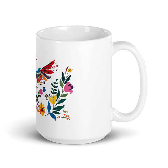 Taza de café exclusiva con nombre de Andrew, obra de arte para el hogar, la oficina, el trabajo, regalo de orgullo mexicano y español, taza blanca brillante con caligrafía única en su tipo | A4