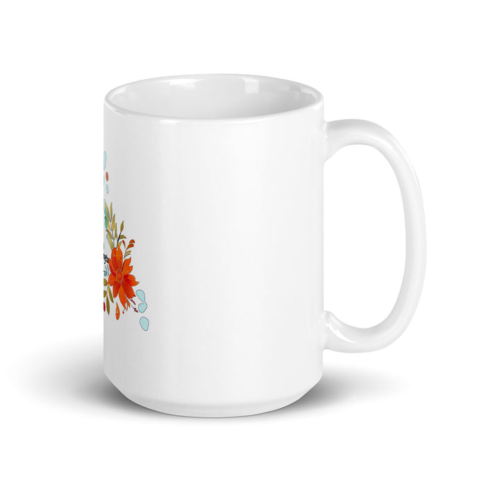 Taza de café exclusiva con nombre de Ángela, obra de arte para el hogar, la oficina, el trabajo, regalo de orgullo mexicano español, taza blanca brillante con caligrafía única en su tipo | Á11