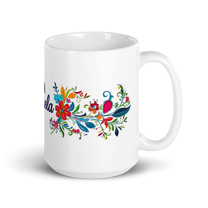 Tasse à café exclusive avec nom d'Ángela, tasse à café pour le travail à domicile, tasse cadeau de fierté espagnole mexicaine, tasse blanche brillante avec calligraphie unique en son genre | Á26