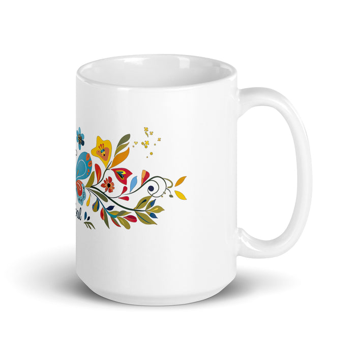 Aníbal Exklusives Namenskunstwerk, Kaffeetasse für Zuhause, Büro, Arbeit, mexikanischer und spanischer Stolz, Geschenktasse, einzigartige Kalligraphie, weiß glänzende Tasse | A10