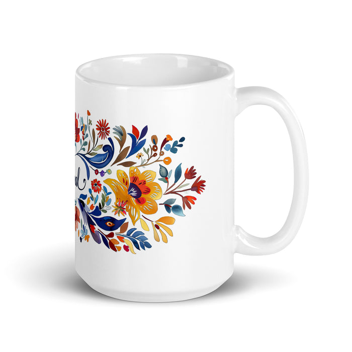 Tasse à café exclusive avec nom Aníbal, tasse à café pour le travail à domicile, la fierté espagnole mexicaine, tasse cadeau, calligraphie unique, tasse blanche brillante | A11