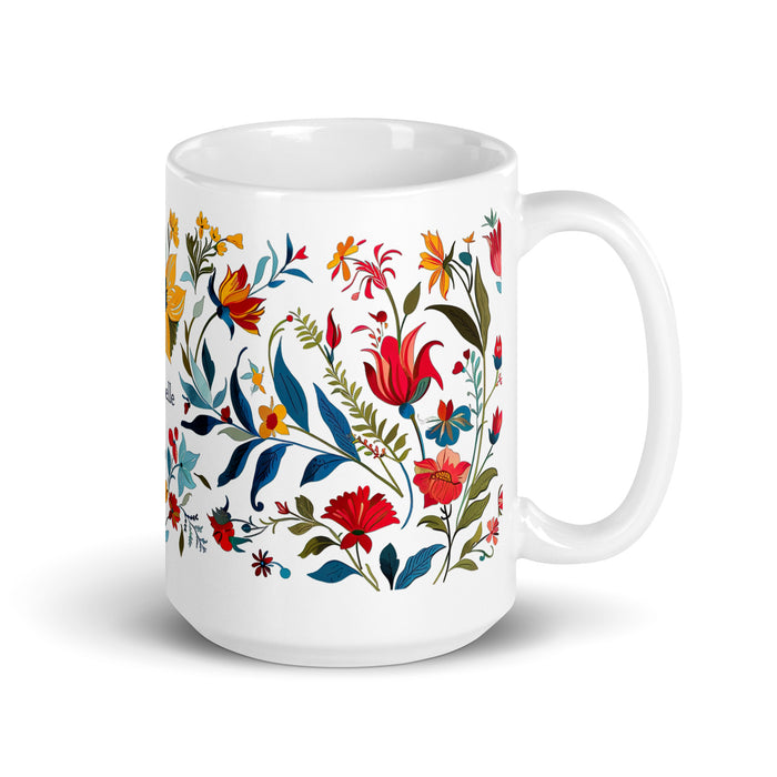 Tasse à café avec nom exclusif Annabelle, tasse à café pour le travail à domicile, la fierté mexicaine et espagnole, tasse à calligraphie unique, blanche et brillante | A8