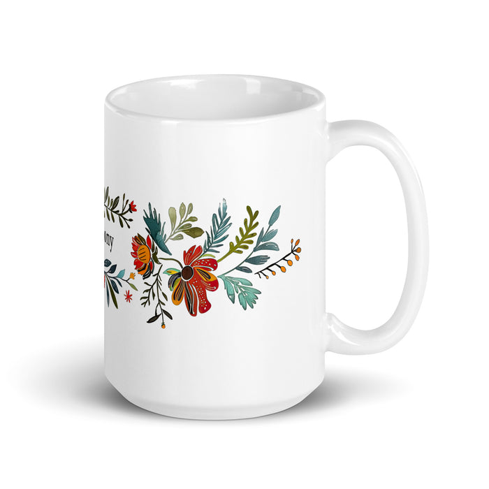 Taza de café exclusiva con nombre de Anthony, obra de arte para el hogar, la oficina, el trabajo, regalo de orgullo mexicano y español, taza blanca brillante con caligrafía única en su tipo | A7