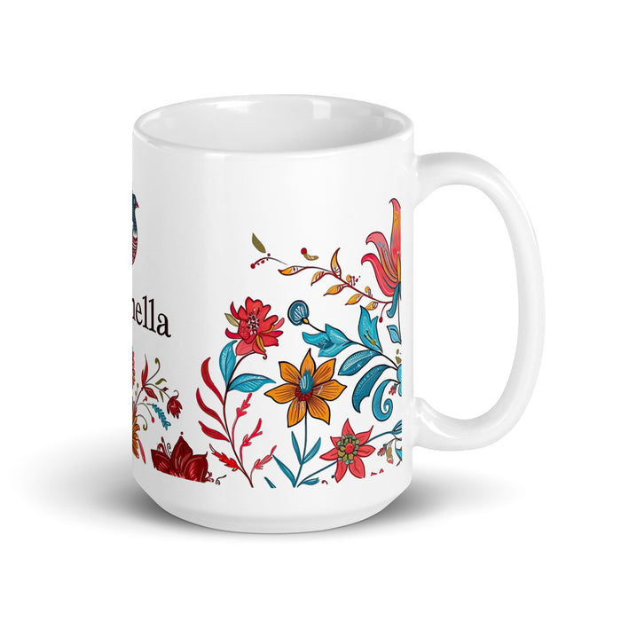 Taza de café exclusiva con nombre de Antonella, para el hogar, la oficina, el trabajo, regalo de orgullo mexicano y español, taza blanca brillante con caligrafía única en su tipo, tamaño A8