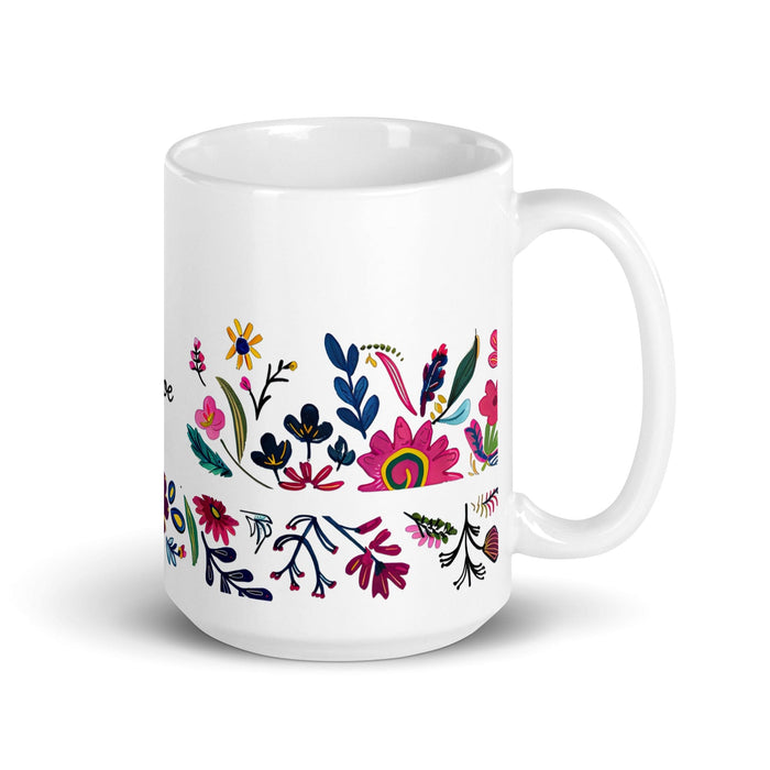 Taza de café exclusiva con nombre de Chloe, obra de arte para el hogar, la oficina, el trabajo, regalo de orgullo mexicano español, taza blanca brillante con caligrafía única en su tipo | C18