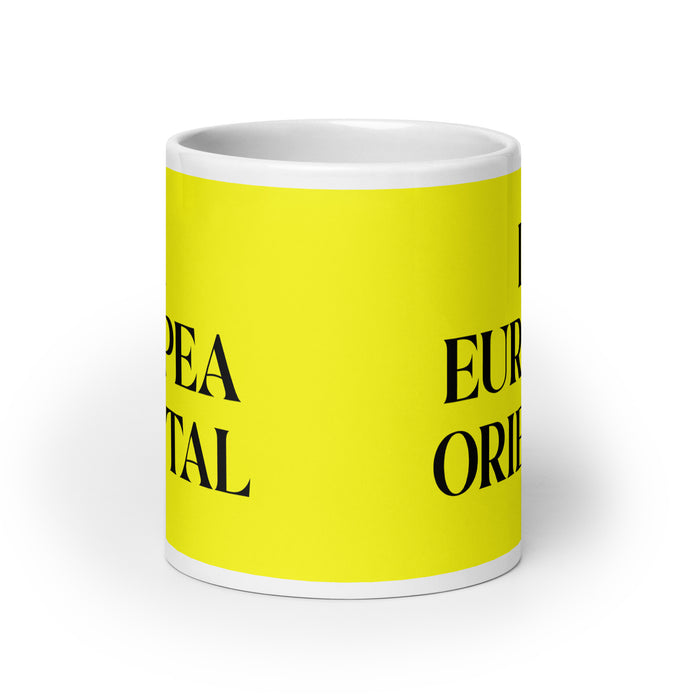 La Europea Oriental The Eastern European Funny Home Office Work Coffee Mug Mexican Spanish Pride Gift White Glossy Cup Yellow Card Mug