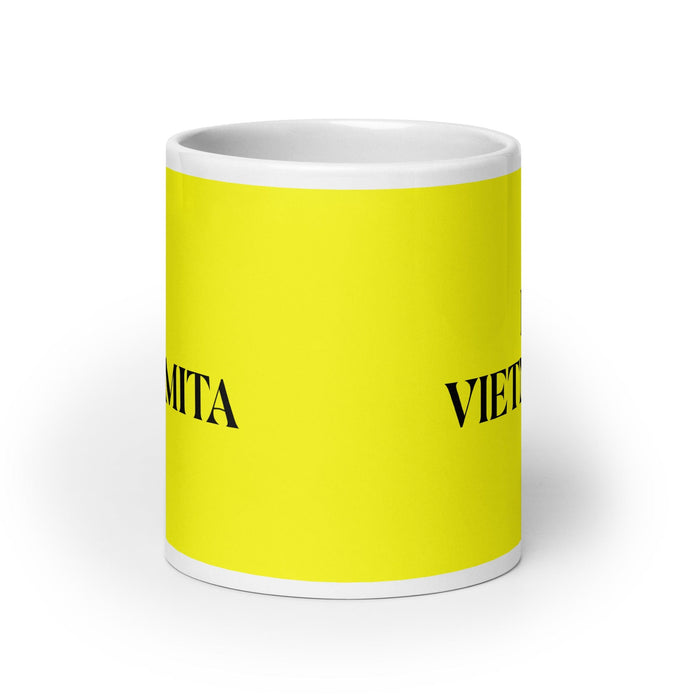 La Vietnamita La taza de café vietnamita divertida para el trabajo en casa o en la oficina Regalo de orgullo mexicano español Taza blanca brillante Taza amarilla