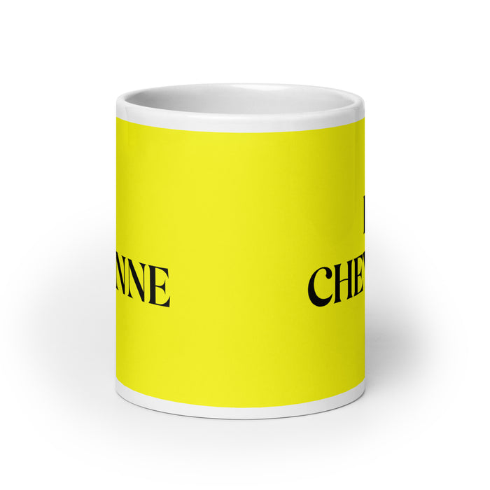 La Cheyenne The Cheyenne Funny Home Office Work Coffee Mug Mexican Spanish Pride Gift White Glossy Cup Yellow Card Mug