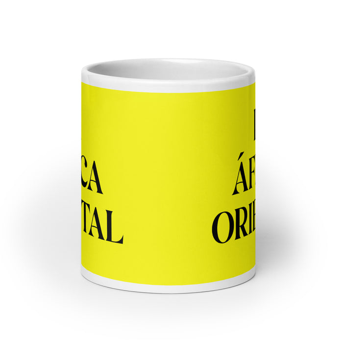 La África Oriental The East African Funny Home Office Work Coffee Mug Mexican Spanish Pride Gift White Glossy Cup Yellow Card Mug