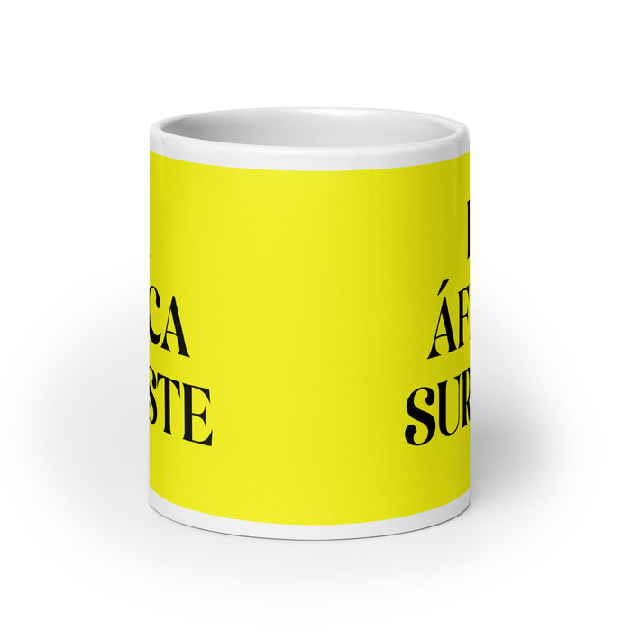 La África Sureste The Southeast African Funny Home Office Work Coffee Mug Mexican Spanish Pride Gift White Glossy Cup Yellow Card Mug