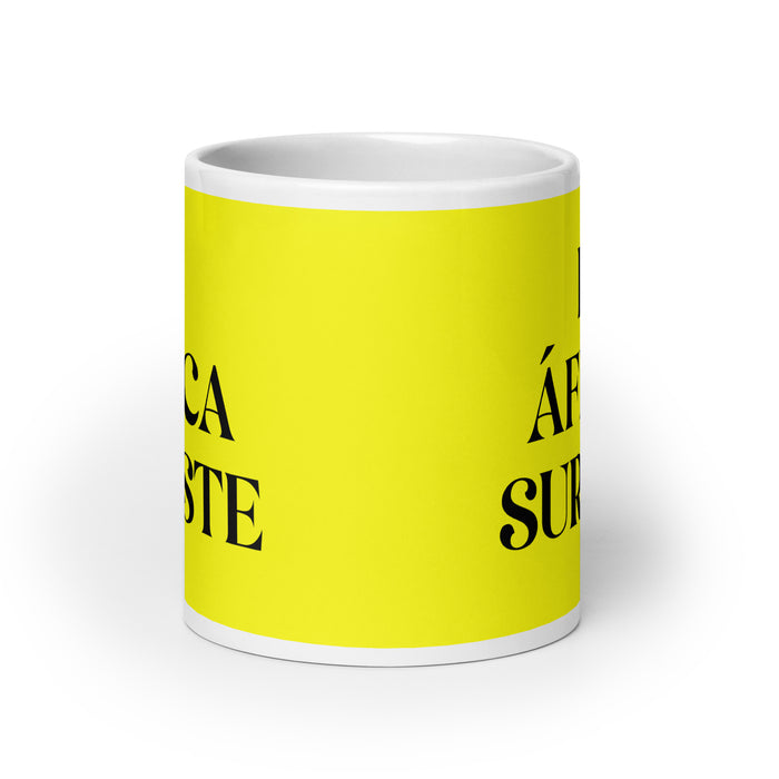 El África Sureste The Southeast African Funny Home Office Work Coffee Mug Mexican Spanish Pride Gift White Glossy Cup Yellow Card Mug