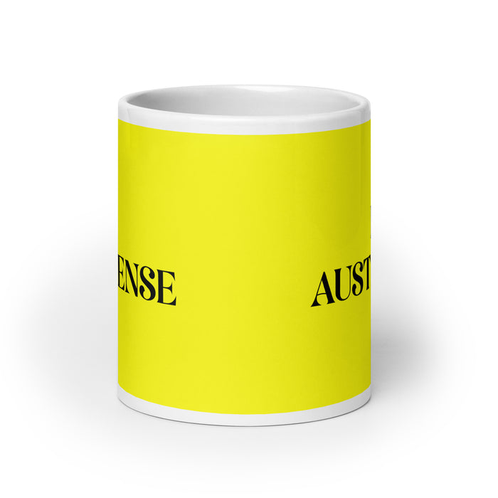 La Austiniense The Austin Resident Funny Home Office Work Coffee Mug Mexican Spanish Pride Gift White Glossy Cup Yellow Card Mug