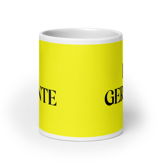 El Gerente The Manager Funny Home Office Work Coffee Mug Mexican Spanish Pride Gift White Glossy Cup Yellow Card Mug