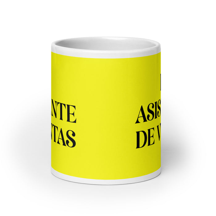 La Asistente De Ventas The Sales Assistant Funny Home Office Work Coffee Mug Mexican Spanish Pride Gift White Glossy Cup Yellow Card Mug