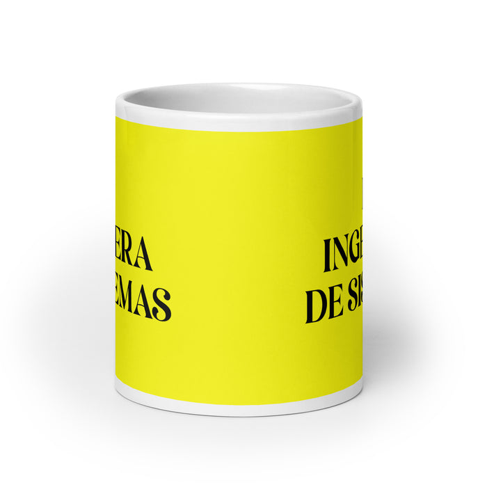 La Ingeniera De Sistemas The Systems Engineer Funny Home Office Work Coffee Mug Mexican Spanish Pride Gift White Glossy Cup Yellow Card Mug