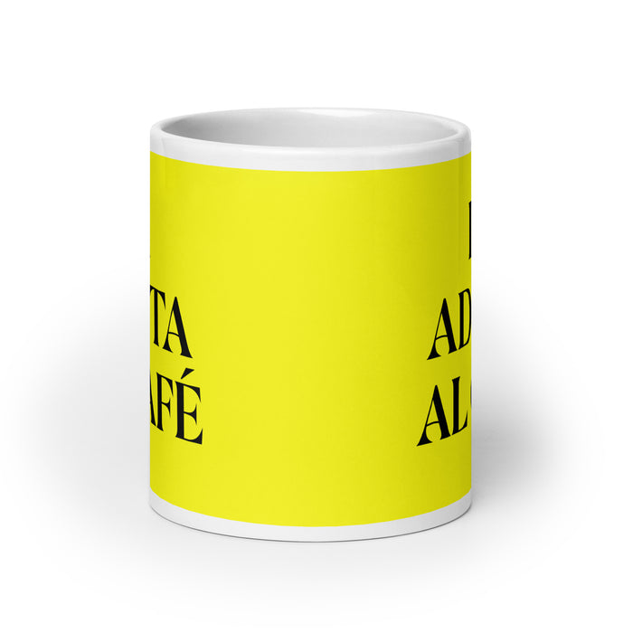 La Adicta Al Café The Coffee Addict Funny Home Office Work Coffee Mug Mexican Spanish Pride Gift White Glossy Cup Yellow Card Mug