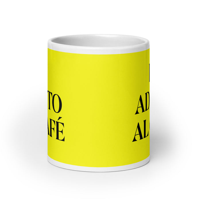 La Adicta Al Café The Coffee Addict Funny Home Office Work Coffee Mug Mexican Spanish Pride Gift White Glossy Cup Yellow Card Mug