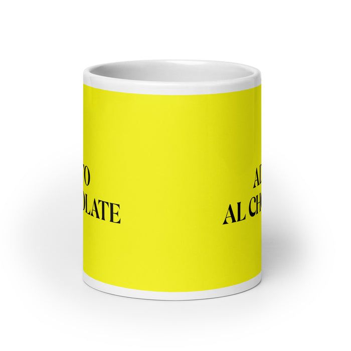 El Adicto Al Chocolate The Chocolate Addict Funny Home Office Work Coffee Mug Mexican Spanish Pride Gift White Glossy Cup Yellow Card Mug