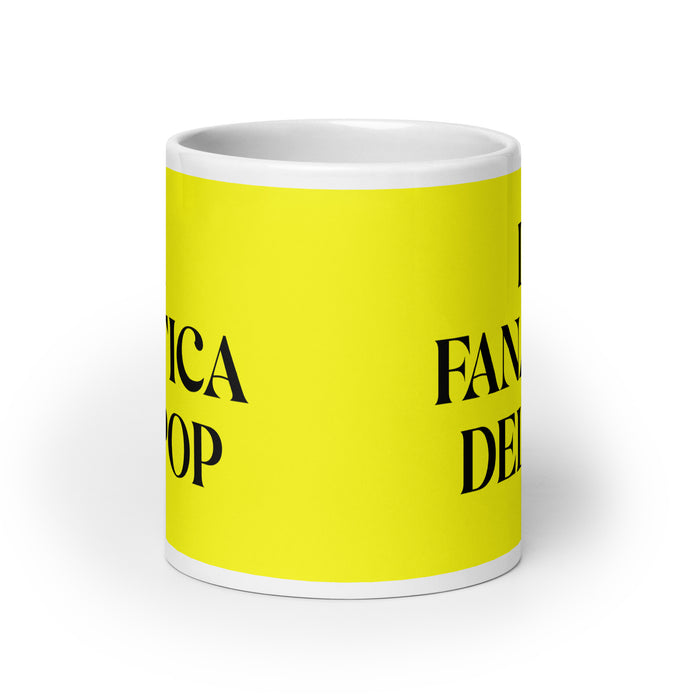 La Fanática Del Pop The Pop Music Lover Funny Home Office Work Coffee Mug Mexican Spanish Pride Gift White Glossy Cup Yellow Card Mug