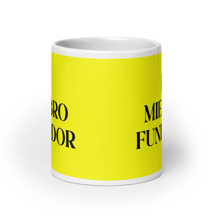 El Miembro Fundador The Founding Member Funny Home Office Work Coffee Mug Mexican Spanish Pride Gift White Glossy Cup Yellow Card Mug