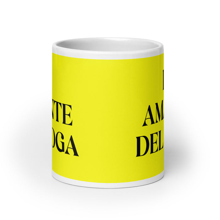 La Amante Del Yoga The Yoga Lover Funny Home Office Work Coffee Mug Mexican Spanish Pride Gift White Glossy Cup Yellow Card Mug