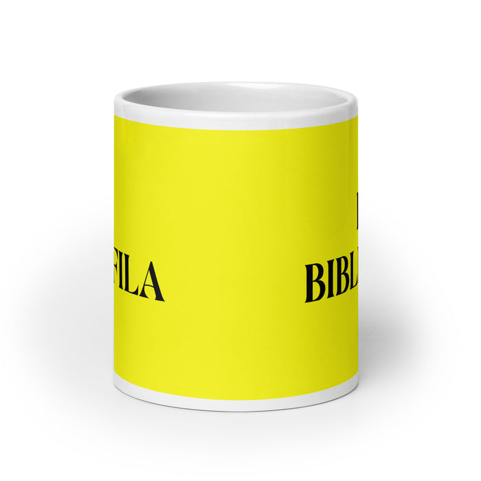 La Bibliófila The Book Lover Funny Home Office Work Coffee Mug Mexican Spanish Pride Gift White Glossy Cup Yellow Card Mug