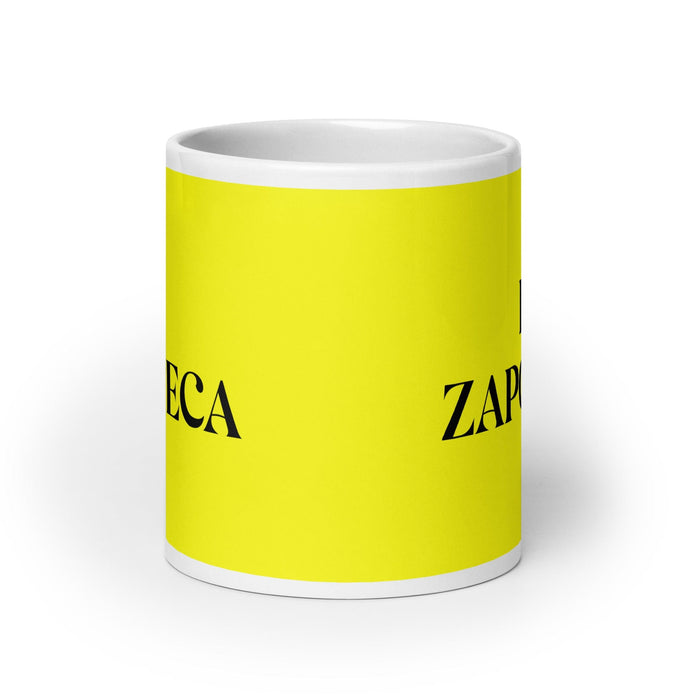 La Zapoteca La tasse à café amusante Zapotec pour le travail à domicile ou au bureau, cadeau de fierté espagnole mexicaine, tasse blanche brillante, tasse en carte jaune