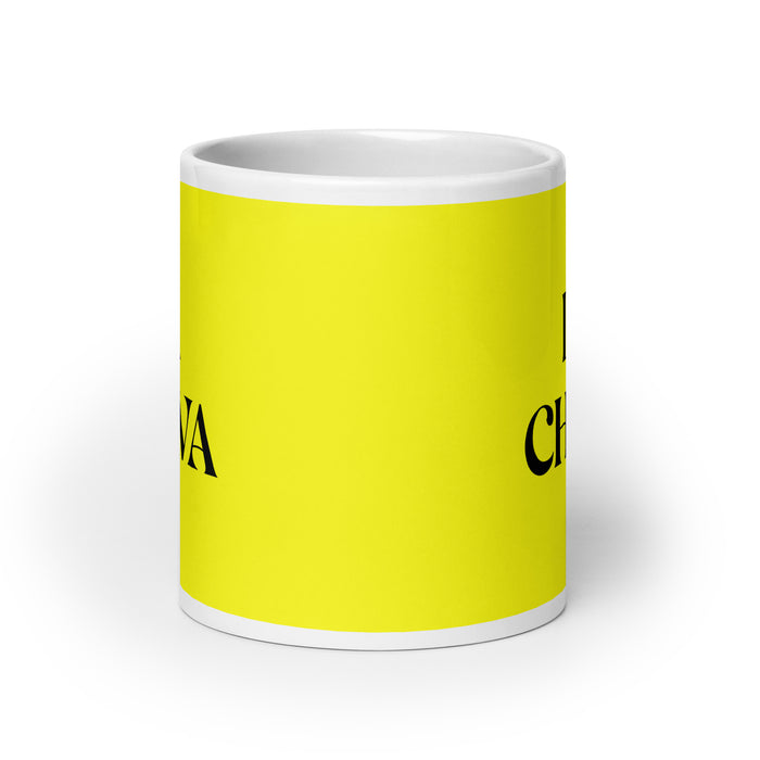 La Chava The Kid Funny Home Office Work Coffee Mug Mexican Spanish Pride Gift White Glossy Cup Yellow Card Mug