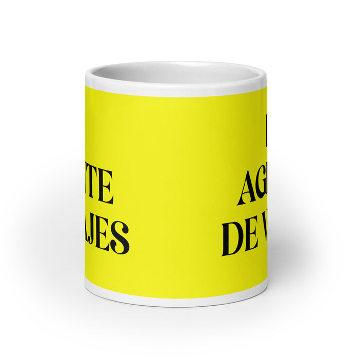 La Agente De Viajes The Travel Agent Funny Home Office Work Coffee Mug Mexican Spanish Pride Gift White Glossy Cup Yellow Card Mug