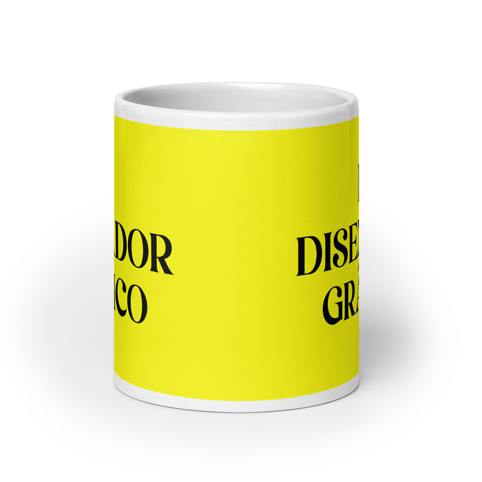 El Diseñador Gráfico The Graphic Designer Funny Home Office Work Coffee Mug Mexican Spanish Pride Gift White Glossy Cup Yellow Card Mug