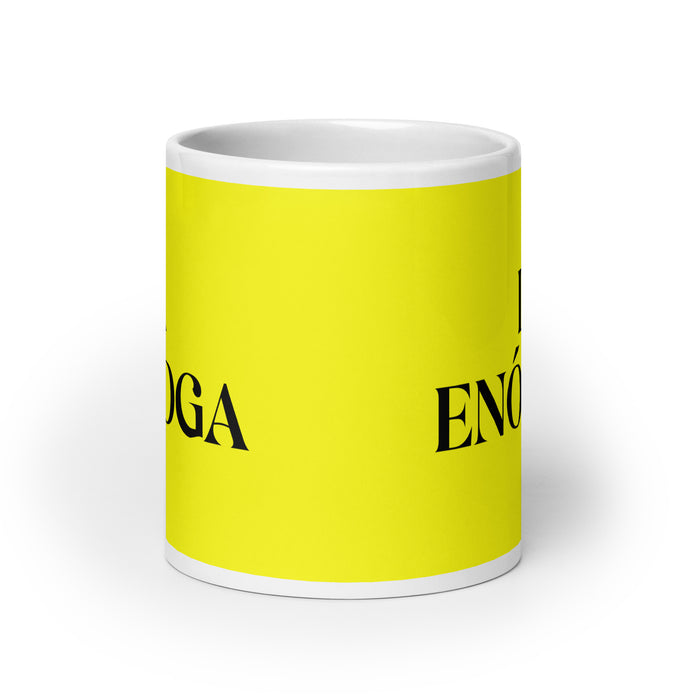 La Enóloga The Oenologist (Wine Expert) Funny Home Office Work Coffee Mug Mexican Spanish Pride Gift White Glossy Cup Yellow Card Mug