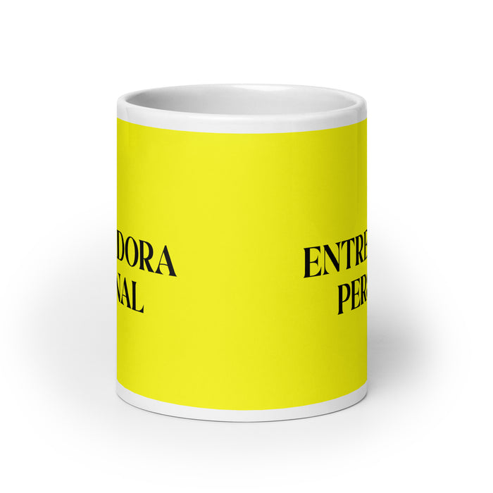 La Entrenadora Personal The Personal Trainer Funny Home Office Work Coffee Mug Mexican Spanish Pride Gift White Glossy Cup Yellow Card Mug