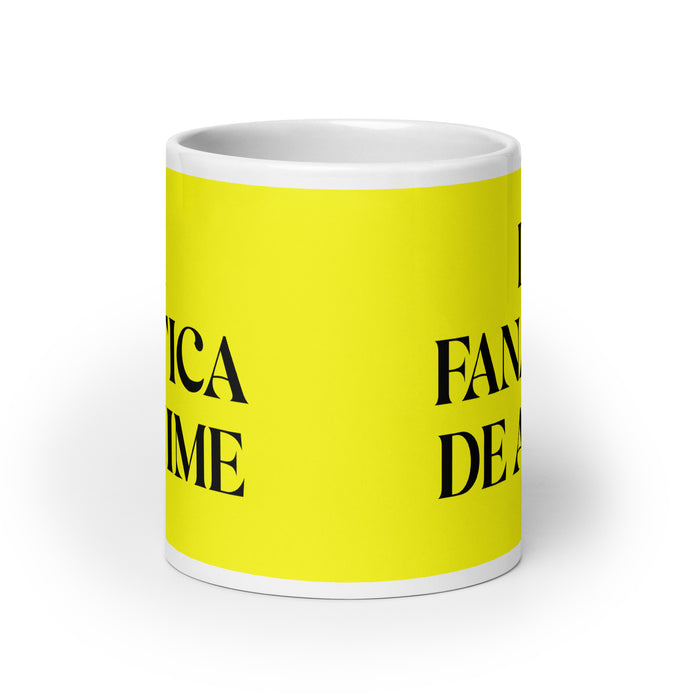 La Fanática De Anime The Anime Fan Funny Home Office Work Coffee Mug Mexican Spanish Pride Gift White Glossy Cup Yellow Card Mug