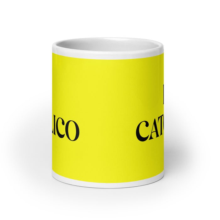 El Católico The Catholic Funny Home Office Work Coffee Mug Mexican Spanish Pride Gift White Glossy Cup Yellow Card Mug