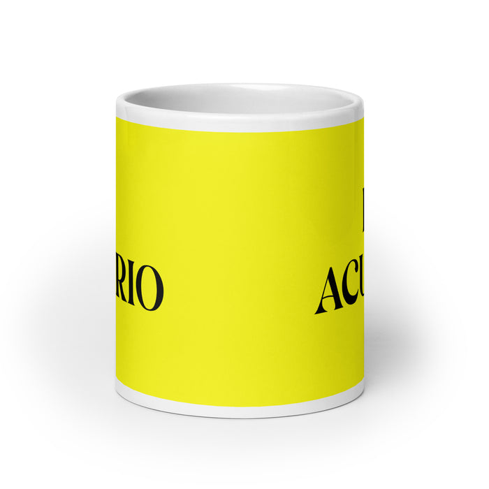 El Acuario The Aquarius Funny Home Office Work Coffee Mug Mexican Spanish Pride Gift White Glossy Cup Yellow Card Mug