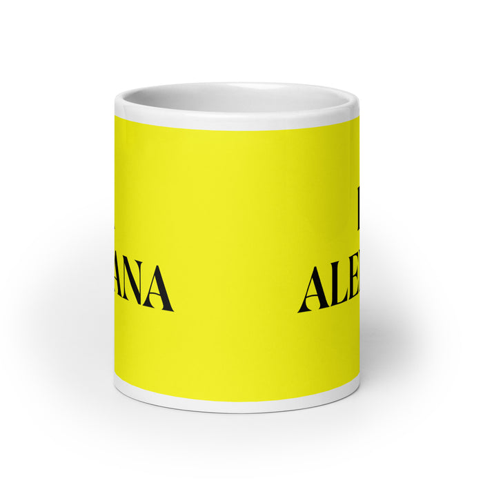 La Alemana The German Funny Home Office Work Coffee Mug Mexican Spanish Pride Gift White Glossy Cup Yellow Card Mug