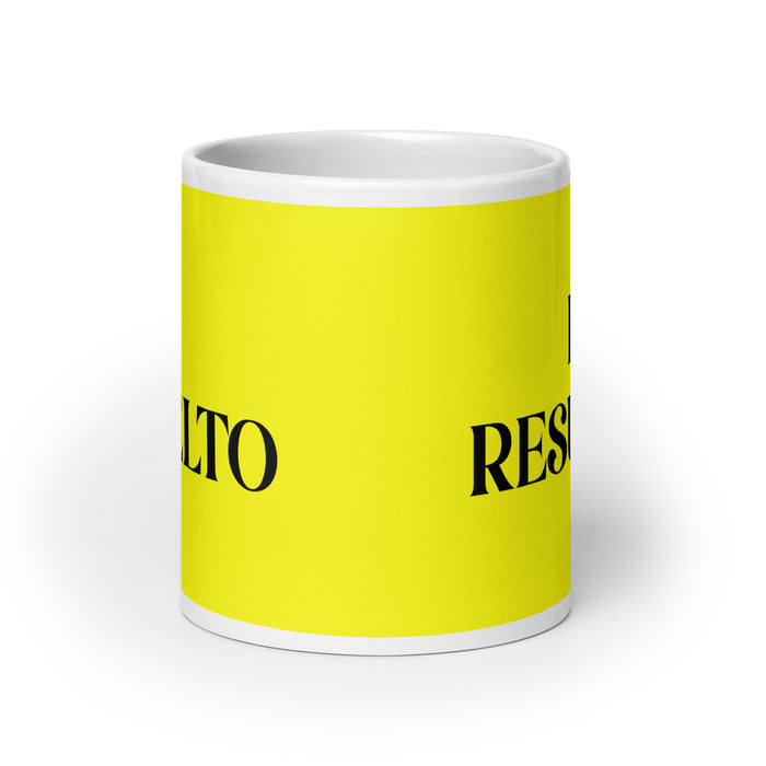 El Resuelto The Determined One Funny Home Office Work Coffee Mug Mexican Spanish Pride Gift White Glossy Cup Yellow Card Mug