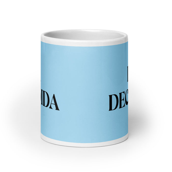 La Decidida The Decisive One Funny Home Office Work Coffee Mug Mexican Spanish Pride Gift White Glossy Cup Sky Blue Card Mug