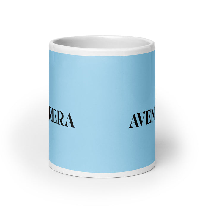 La Aventurera The Adventurer Funny Home Office Work Coffee Mug Mexican Spanish Pride Gift White Glossy Cup Sky Blue Card Mug