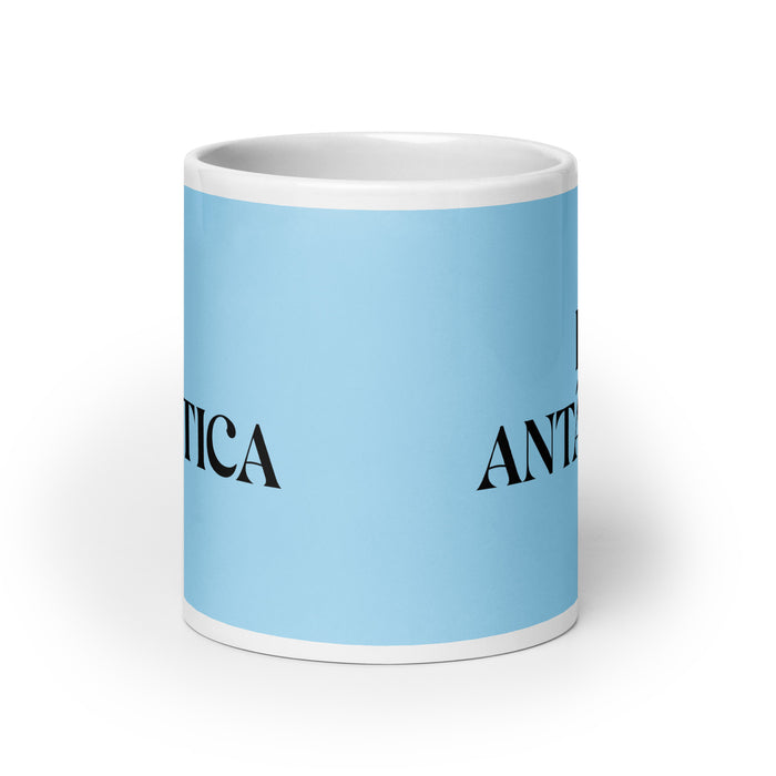 La Antártica The Antarctic Funny Home Office Work Coffee Mug Mexican Spanish Pride Gift White Glossy Cup Sky Blue Card Mug