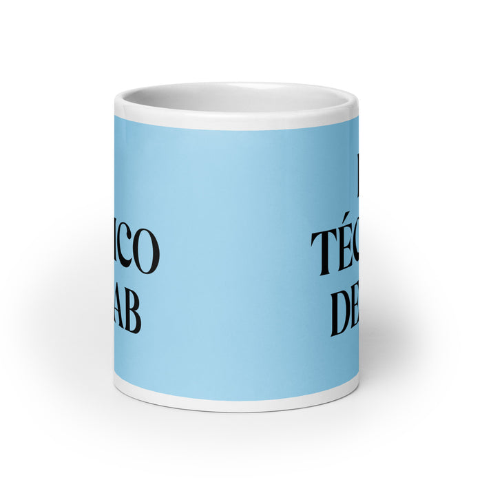 El Técnico De Lab The Lab Technician Funny Home Office Work Coffee Mug Mexican Spanish Pride Gift White Glossy Cup Sky Blue Card Mug