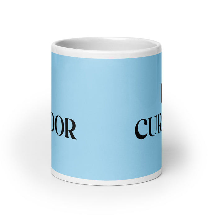 El Curador The Curator Funny Home Office Work Coffee Mug Mexican Spanish Pride Gift White Glossy Cup Sky Blue Card Mug