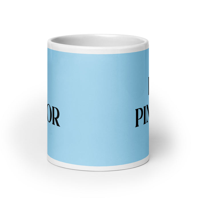 El Pintor The Painter Funny Home Office Work Coffee Mug Mexican Spanish Pride Gift White Glossy Cup Sky Blue Card Mug