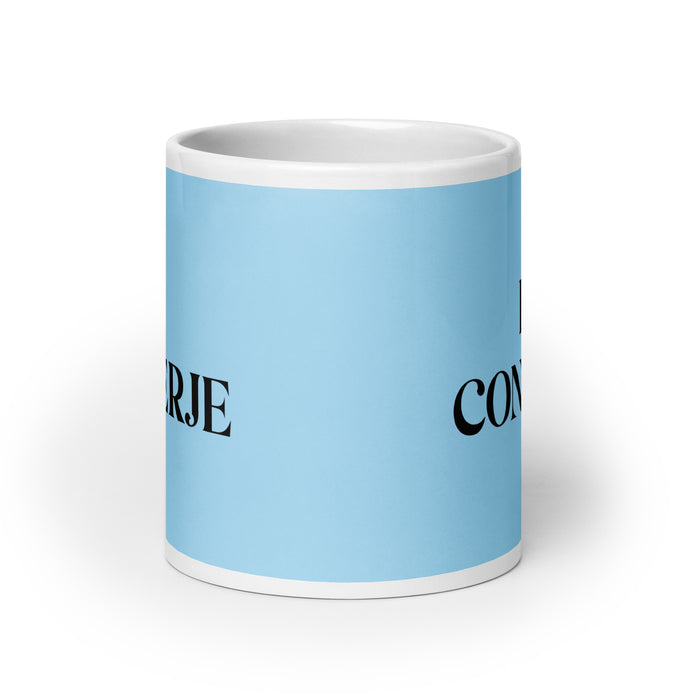 La Conserje The Caretaker Funny Home Office Work Coffee Mug Mexican Spanish Pride Gift White Glossy Cup Sky Blue Card Mug