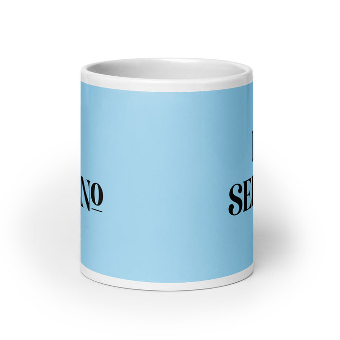 El Sereno The Serene One Funny Home Office Work Coffee Mug Mexican Spanish Pride Gift White Glossy Cup Sky Blue Card Mug